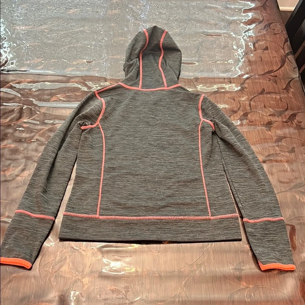 L.L. Bean Kids Medium (10/12) Charcoal Hoodie with Coral/Pink Trim